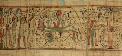 Detail from the papyrus of Nespakashuty showing the god Geb separated from his wife, the goddess Nut, Third Intermediate Period by Egyptian 21st Dynasty